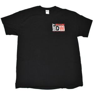 Dirty Whooore Men's Black T with DW Square Orange & White Logo