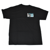 Dirty Whooore Men's Black T with DW Square Teal & White Logo