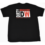 Dirty Whooore Men's Black T with DW Square Orange & White Logo