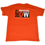 Dirty Whooore Men's Orange T with DW Square Black & White Logo