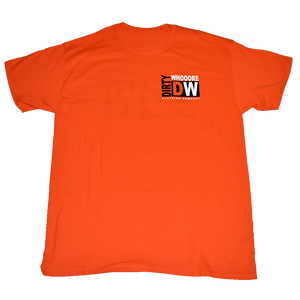 Dirty Whooore Men's Orange T with DW Square Black & White Logo