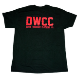 Dirty Whooore Men's Black T with DWCC Red Logo