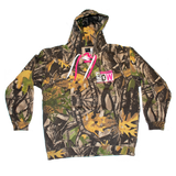 Dirty Whooore Men's Camo Hoodie with DW Square logo & Hockey laces Pink & White