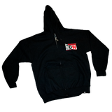 Dirty Whooore Men's Black Full Zip Hoodie with DW Square logo Red & White