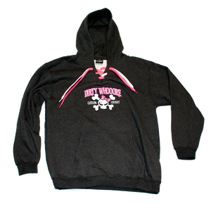 Dirty Whooore Ladies Black Hoodie with Pink Skull Logo