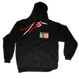 Dirty Whooore Men's Black Hoodie with DW Square logo & Hockey laces Red & White