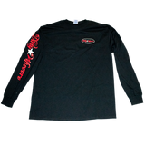 Dirty Whooore Men's Black Long Sleeve T with Star Logo Red