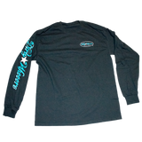 Dirty Whooore Men's Black Long Sleeve T with Star Logo Teal