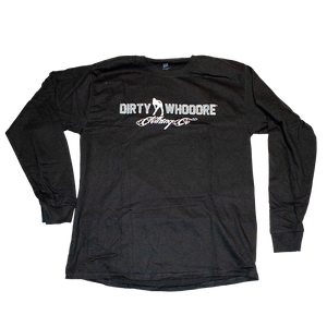 Dirty Whooore Men's Black Long Sleeve T with Standing Lady Logo