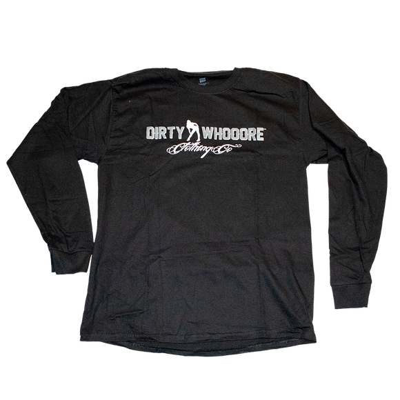 Dirty Whooore Men's Black Long Sleeve T with Standing Lady Logo