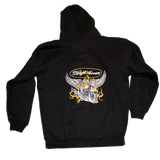 Dirty Whooore Men's Black Hoodie with Winged Motorcycle logo Orange & White