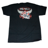 Dirty Whooore Men's Black T with Winged Motorcycle Red & White Logo