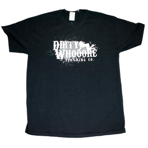 Dirty Whooore Men's Black T with Crawling Lady Logo