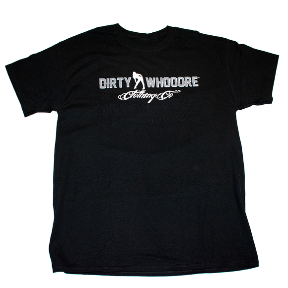 Dirty Whooore Men's Black T with Standing Lady Logo
