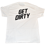 Dirty Whooore Men's White T with Standing Lady Logo