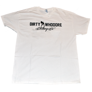 Dirty Whooore Men's White T with Standing Lady Logo