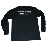Dirty Whooore Men's Black Long Sleeve T with Star Logo Red