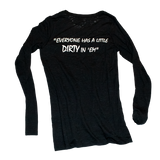 Dirty Whooore Ladies Black Long Sleeve T with White Standing Lady Logo