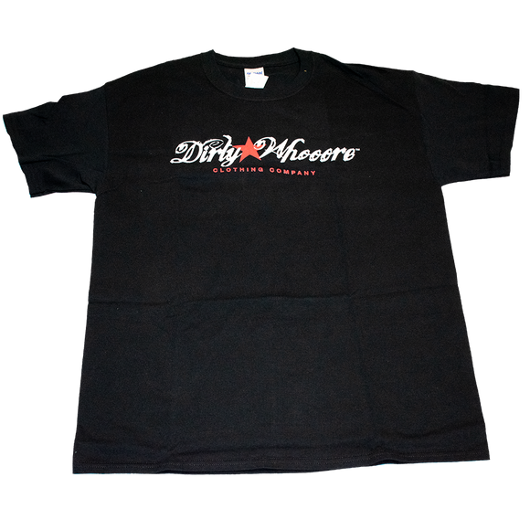 Dirty Whooore Men's Black T with Star Logo Red