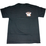 Dirty Whooore Men's Black T with Winged Motorcycle Orange & White Logo