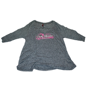 Dirty Whooore Ladies Gray Loose fit 3/4 sleeve Shirt with White & Purple Logo