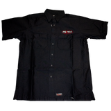 Dirty Whooore Men's Black Wrangler Work Shirt with Winged Motorcycle Logo Red & White