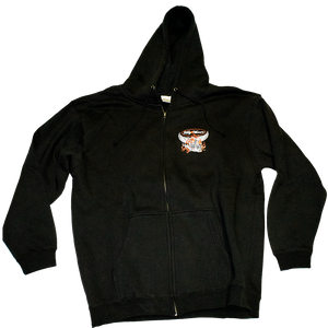Dirty Whooore Men's Black Hoodie with Winged Motorcycle logo Orange & White